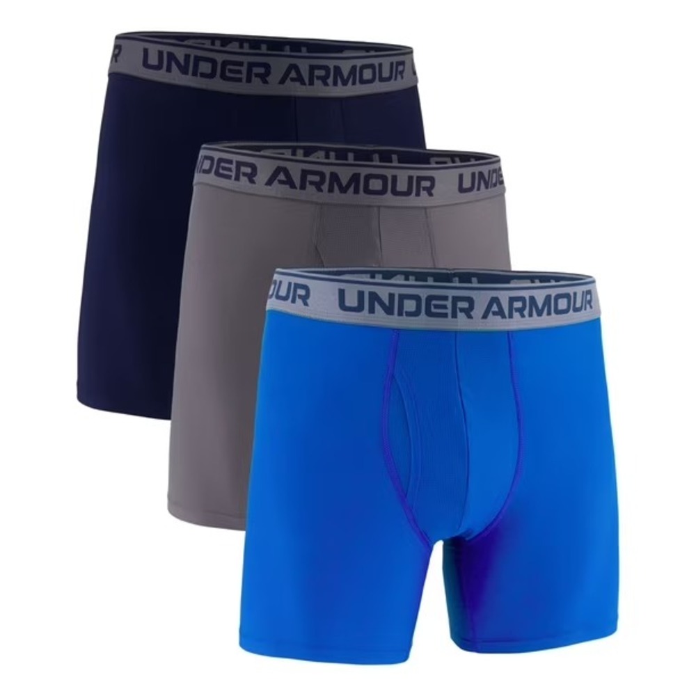 NWT Under Armour Mens Sport Boxerjock 3-Pack Boxer Briefs L Blue Grey